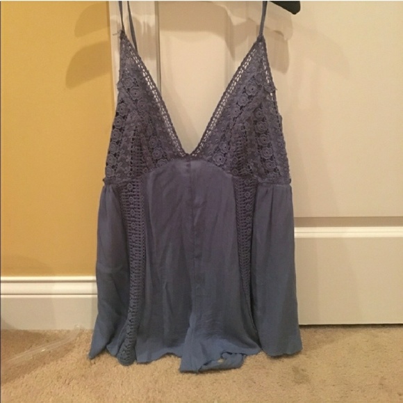 Free people Blue Deep V-Neck Romper - Picture 2 of 9